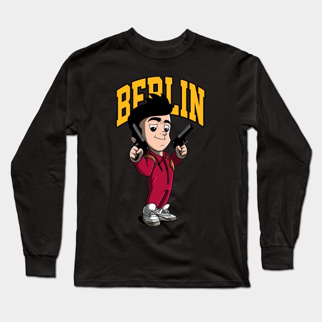 Berlin Money Heist Long Sleeve T-Shirt by namanyastudios